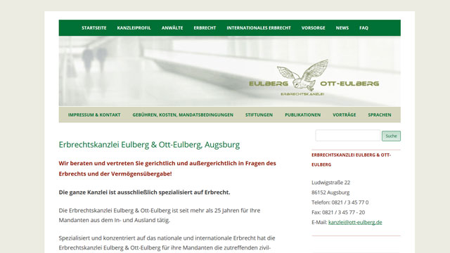 Referenzprojekt: Kanzlei Eulberg – Erbrecht — Website von Konrad Griesser